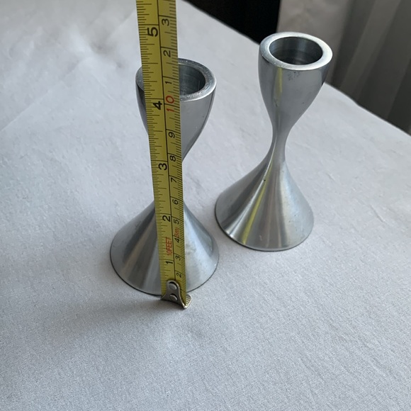 Silver small  candle stick holders - Picture 2 of 4